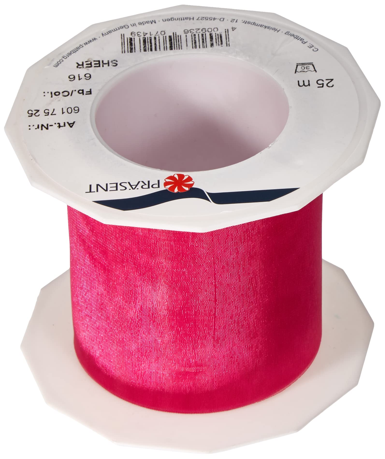 Präsent Coral Pink C.e. Pattberg Sheer Organza Ribbon 27 Yards Gift Wrap Ribbon, 2.8 Inches Width, Accessories For Decoration & Handicrafts, Decoration Ribbon For Presents, For Every Occasion