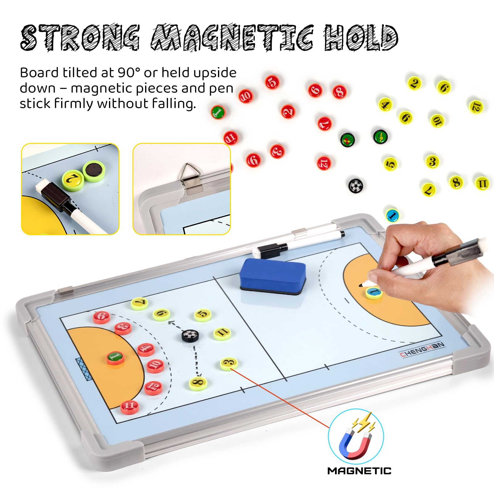 Pizarra Magnetica Balonmano Entrenador con Imanes Carpeta Táctica