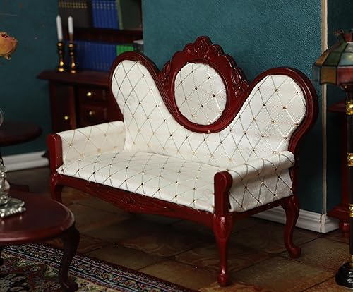 Miniatura 3 de iLAND Juego de muebles de casa de muñecas victoriana, muebles y accesorios para casa de muñecas, sofá de casa de muñecas en miniatura con accesorios