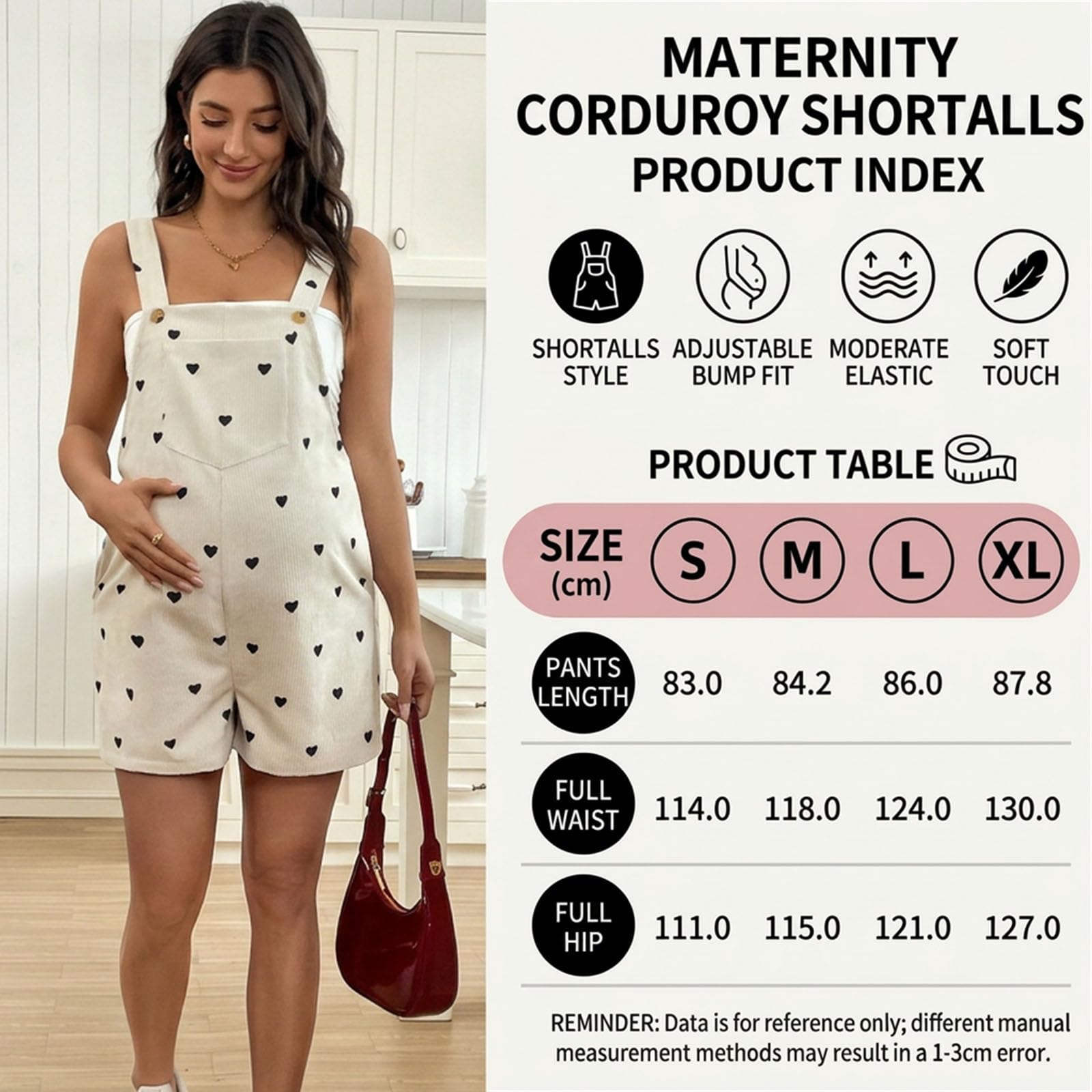 ENEN Umstandslatzhose Kurz Damen Sommer - Dünner Cord Umstands Jumpsuit mit Verstellbaren Trägern, Locker Maternity Overalls Ärmellos Schwangerschaftshose Kurz mit Taschen