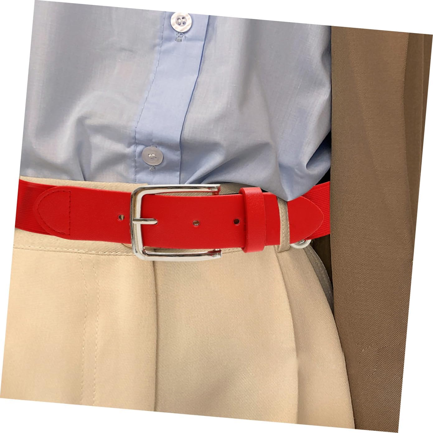 Elastic Baseball Belt Softball Belt Imitation Leather Adjustable Waistband Unisex Youth and Adult Sports Outdoor Red