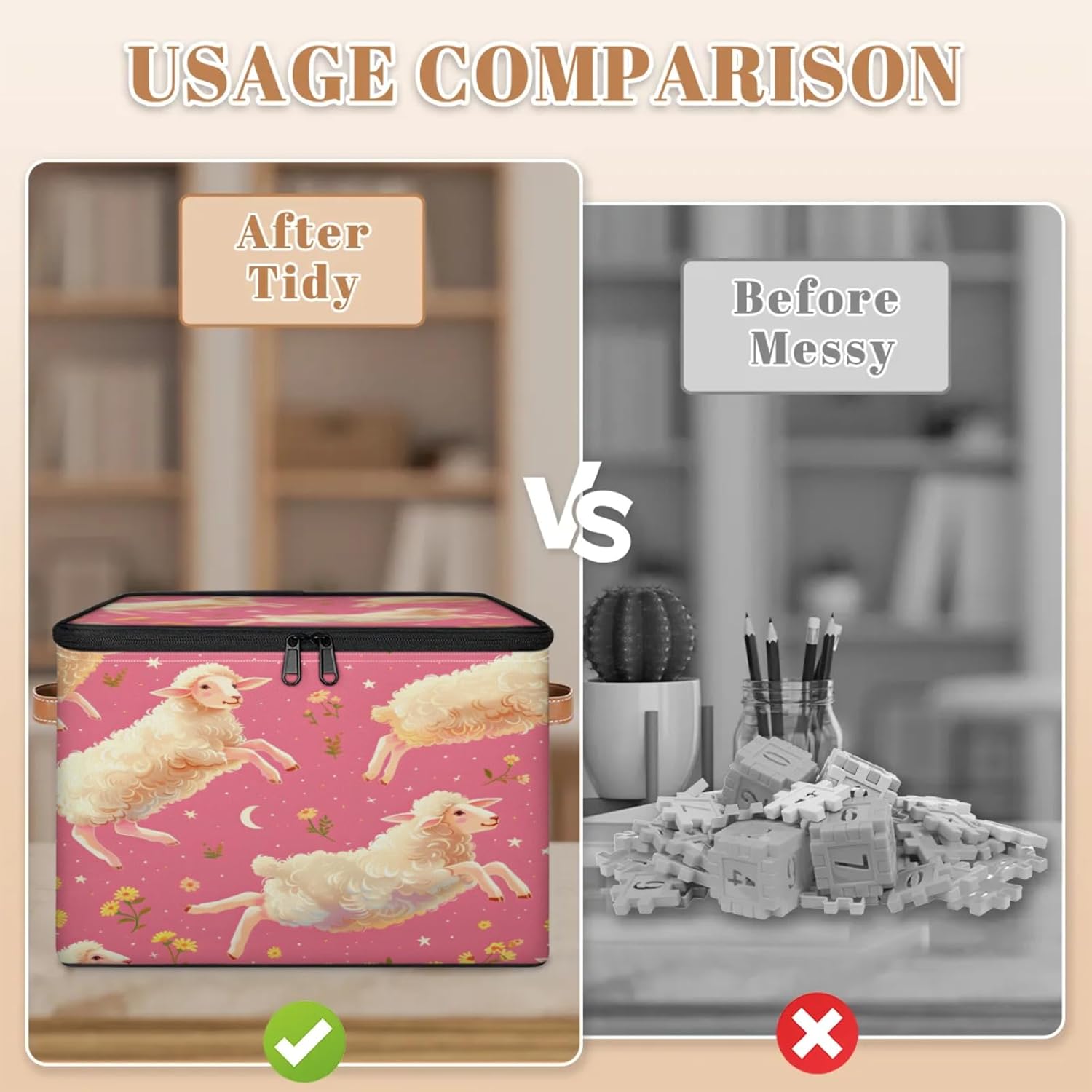 2-Pack Storage bins with lids - 26 quart organizer bins - Collapsible fabric storage bins with sturdy handles and double zipper tops - Versatile for home, toys, dorm rooms