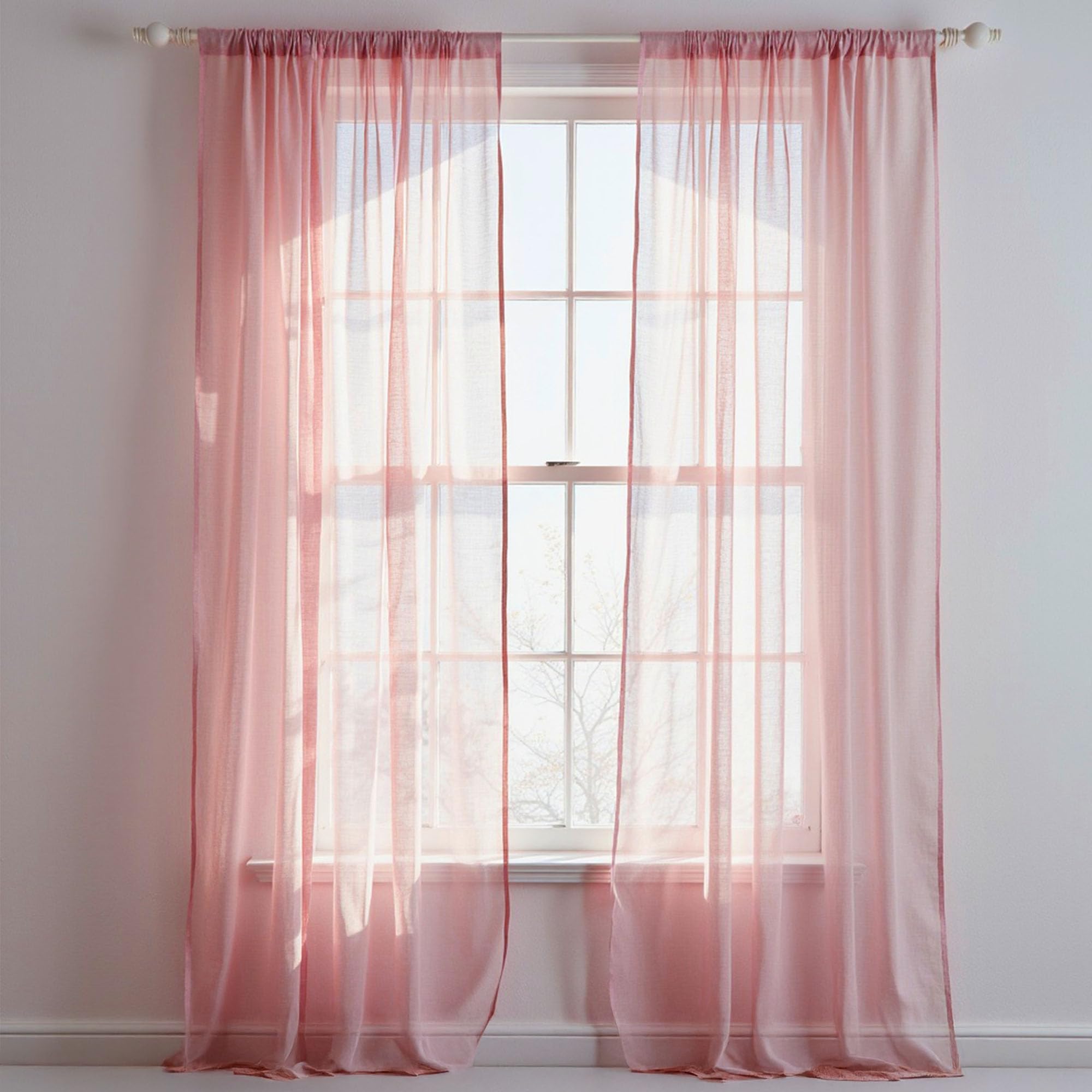Trimming Shop Rose Gold Voile Curtains, 2 Panel Net Curtain, 142 x 229cm