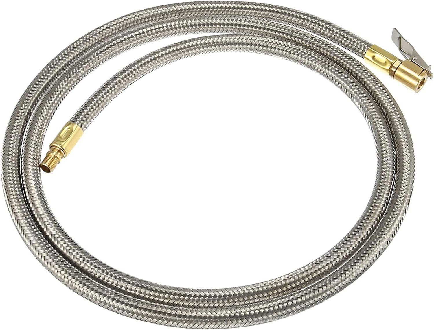 Edinstry Tire Valve Connect Pipe Air Chuck Inflator Compressor Pump Extension Hose Flexible Stainless Steel 150cm 59