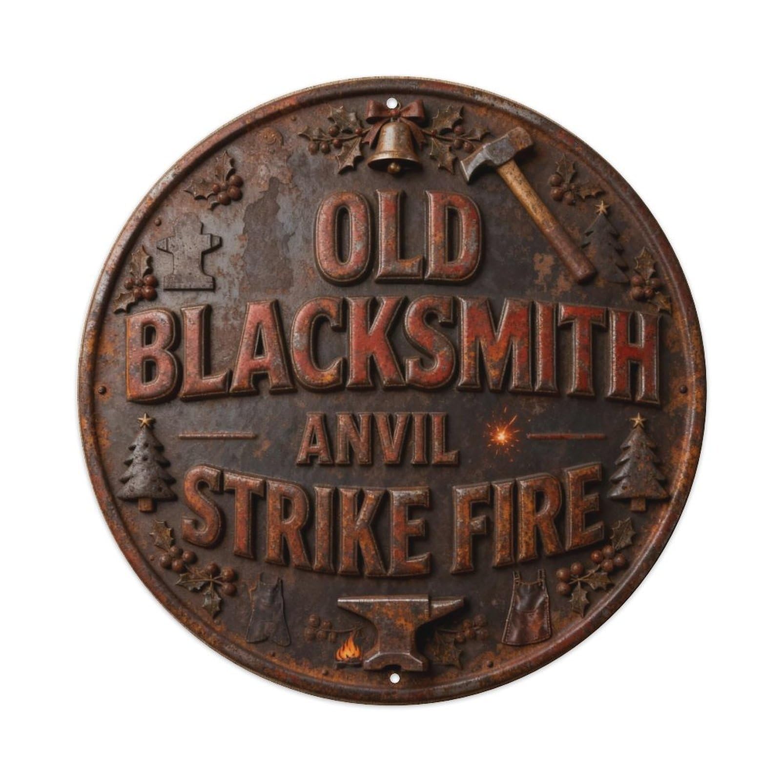 OLD BLACKSMITH ANVIL HAMMER STRIKE FIRE Metal Tin Sign Plaque