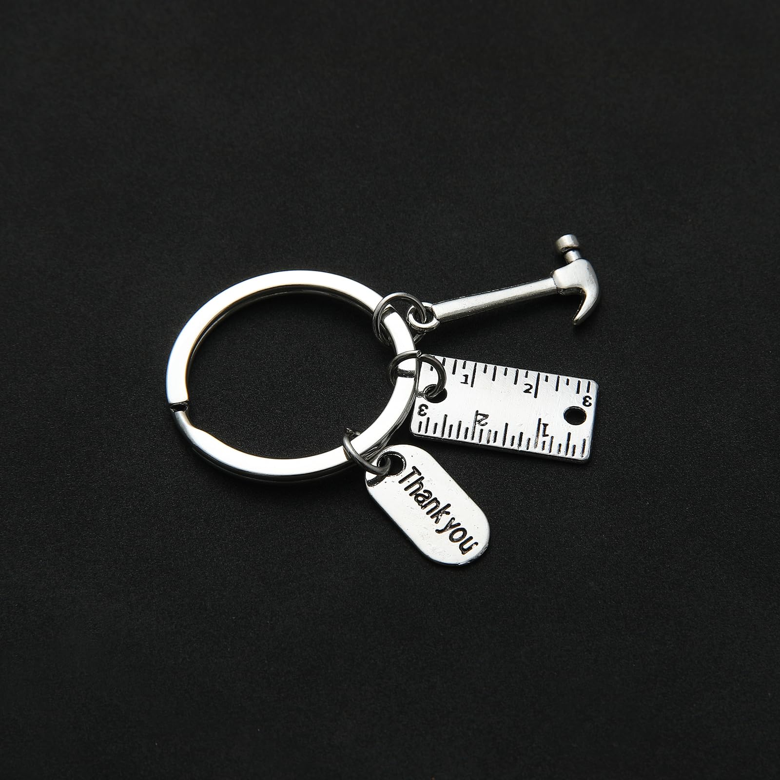 PHAETON 20PCS Toolbox Pendant Keychain Hammer & Ruler Charm Keychain with Thank You Tag for Dad, Father’s Day Birthday Gifts Builders, Construction Team, Handyman Appreciation Keyring