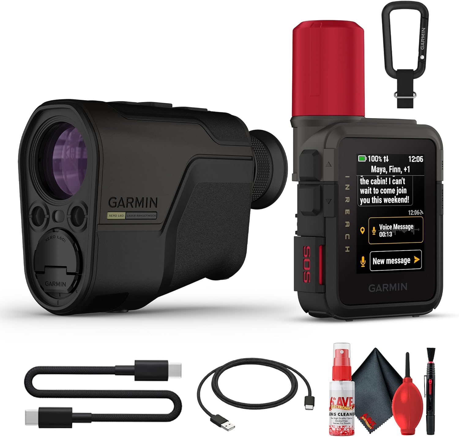 Garmin Xero L60i Laser Hunting Rangefinder with Full-Color Graphic Overlay, 7X Optics, GPS Waypoints, Applied Ballistics Ultralight Bundle with inReach Mini 3 Plus Satellite Communicator