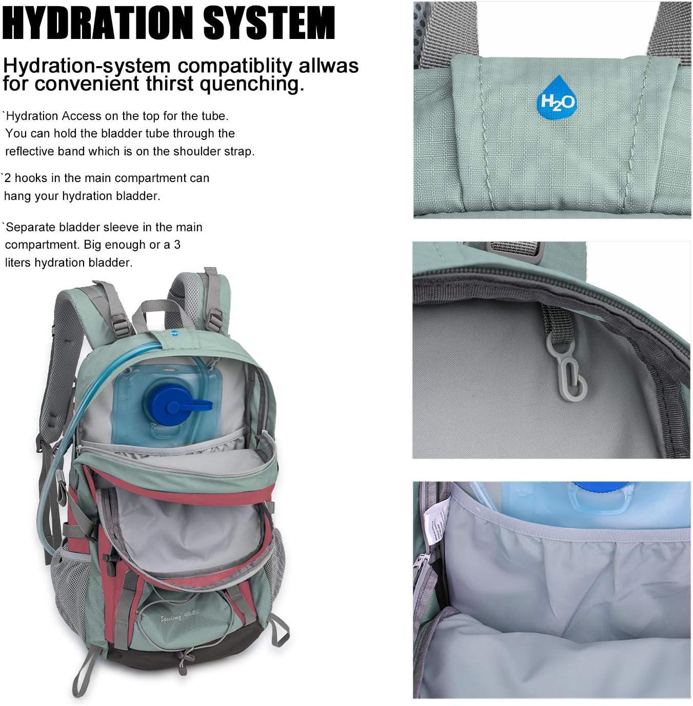 MOUNTAINTOP 40L Hiking Travel Backpack for Men Women with Rain Cover