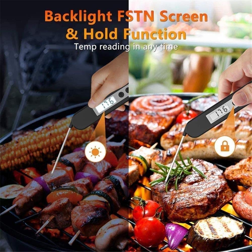 2S Lea instantánea Termómetro de carne - Termómetro ultra rápido impermeable con retroiluminación y calibración, termómetro de alimentos digitales para cocina, cocina exterior, barbacoa y parril