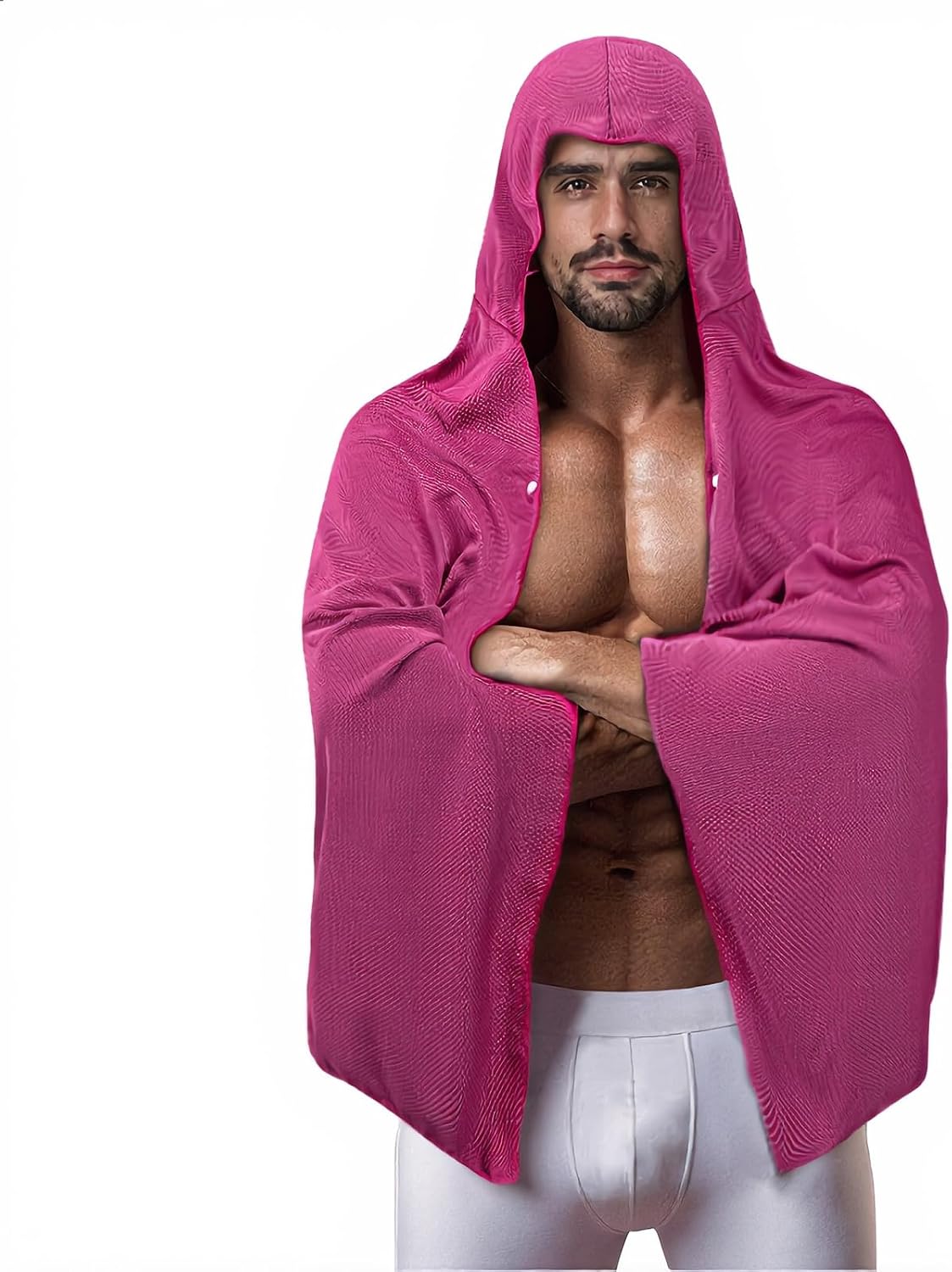 TTAO Men Boxing Cold Cloak Beach Cover Up Hooded Robe Towel | Travel Beach Towel,Water Cape,Cooling Neck Wrap,Hooded Design,Quick Dry,Soft,Lightweight,Absorbent,Breathable,Open Front
