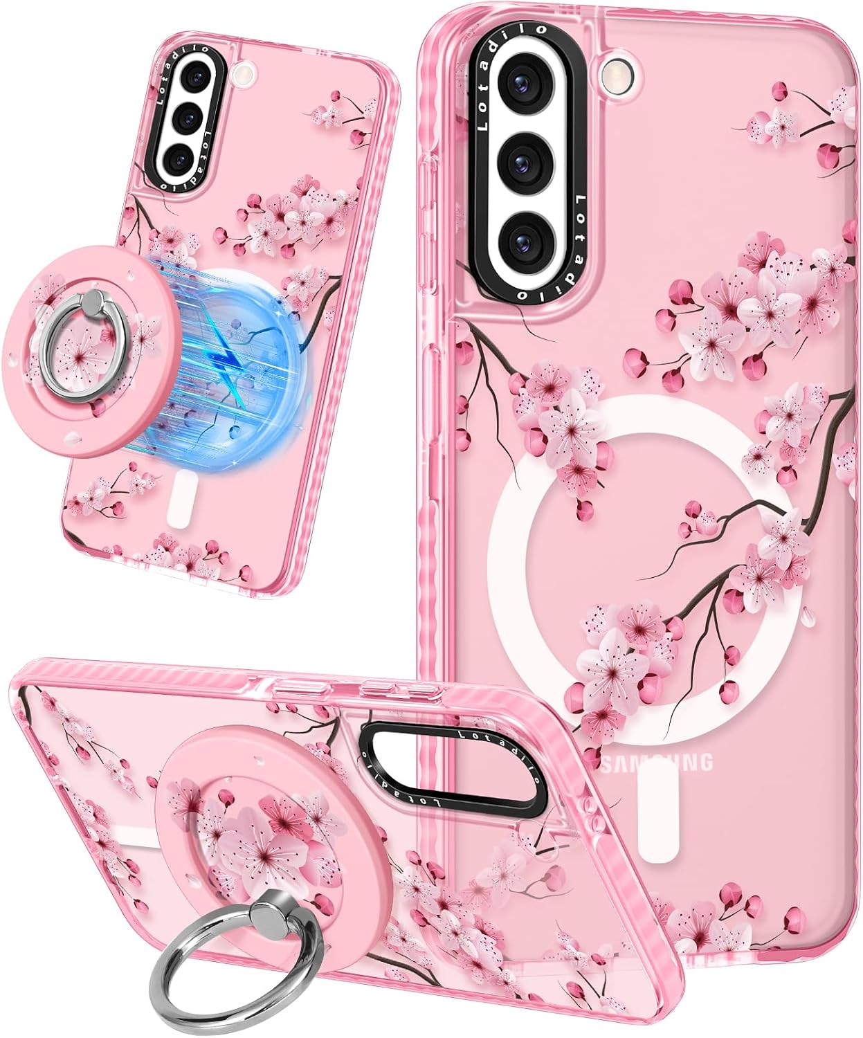 Lotadilo for Samsung Galaxy S21 Case for Women, Peach Blossom