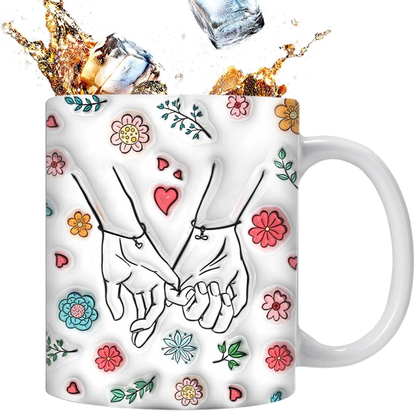 Coffee Cup for Couples,Ceramic Milk Cup with Pattern | Flower Beverage Mug for Hot Beverage, Cappuccino, Tea, Latte, Wine 8 71L0RCeAMSL. AC SL1500