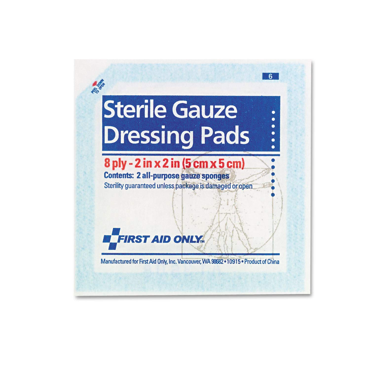First Aid Only Sterile Gauze Dressing Pads, 2" x 2", 5 Count -FAE-5000 — Amazon image 3