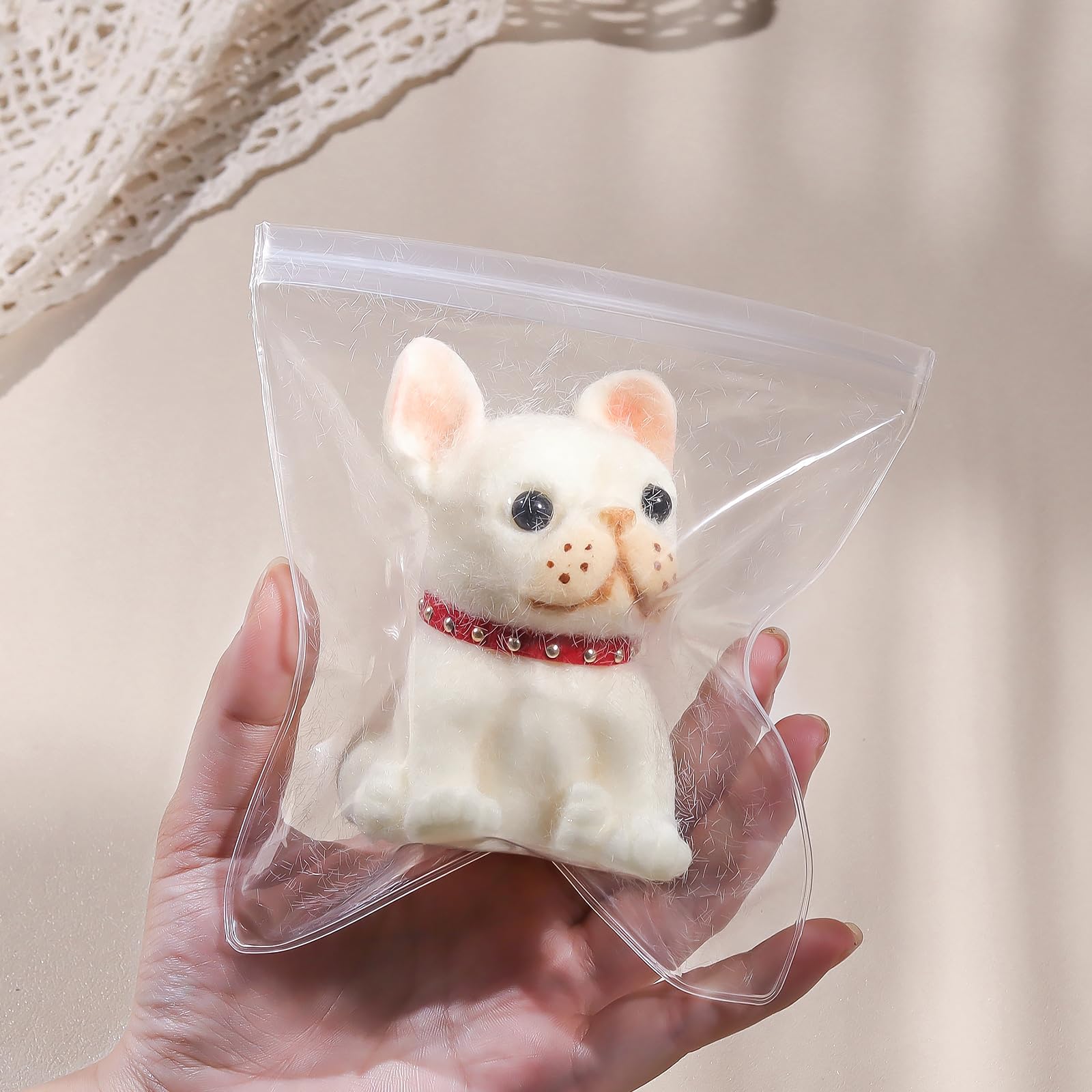 Anboor Dog Squishies Toy - Soft Creamy Yellow Dog Squeeze Stress Relief Toys for Kids & Adults, Cute Realistic Sensory Fidget Toy with Collar (4.1 Inches)