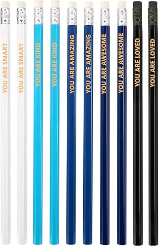 Juego de 10 lápices alentadores, recambios negros HB, juego de lápices de afirmación positiva, lápices motivacionales, regalo para el aula, idea de