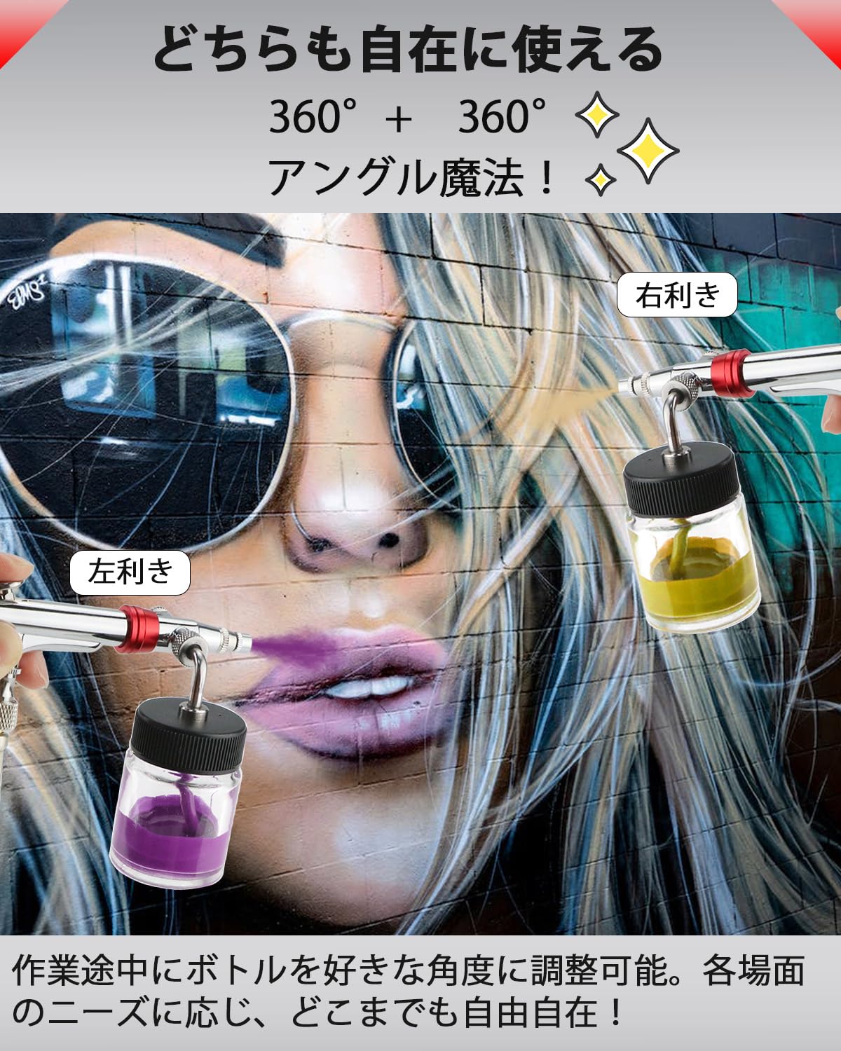 Amazon.co.jp: urlife エアブラシ ハンドピース 360°回転 口径 0.3mm