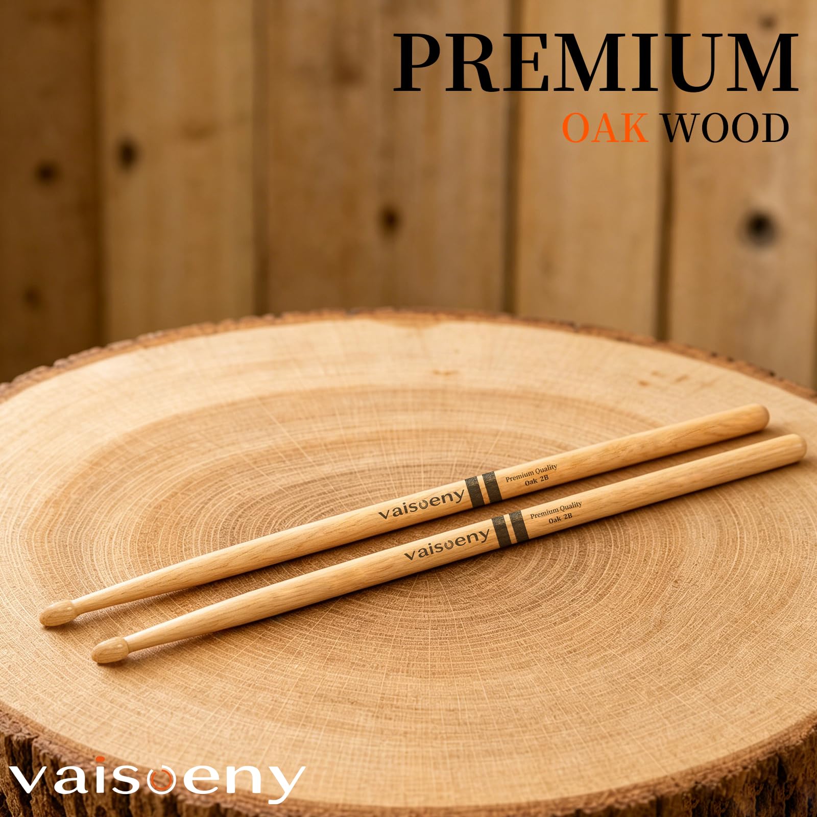Bacchette per batteria 2B, bacchette classiche in legno di quercia per batteria, accessori professionali a percussione per strumenti musicali (12 paia)
