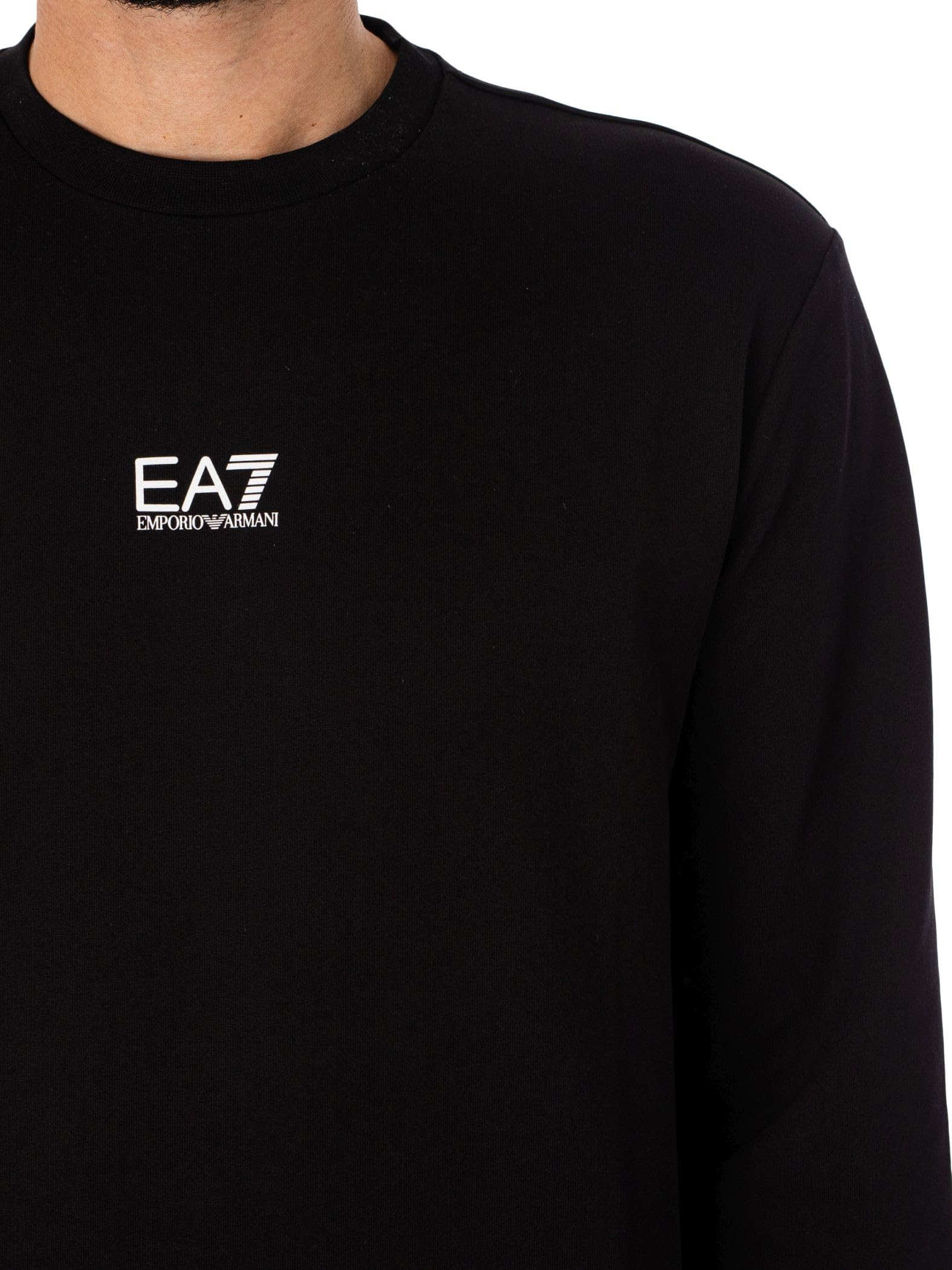 EA7 Uomo Felpa con Logo Centrale, Black/White
