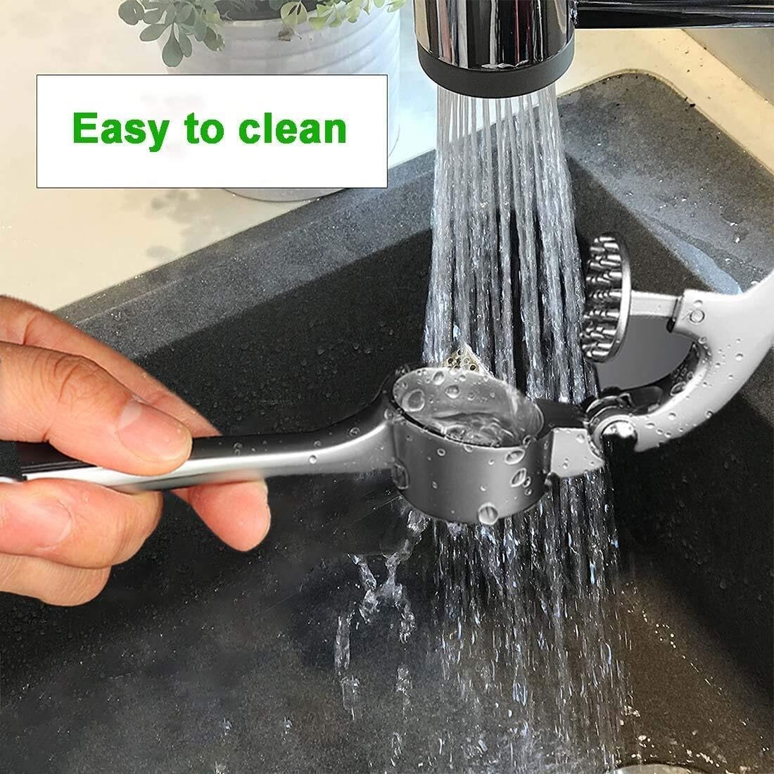 High Effective Garlic Press ，Garlic Press, Metal Garlic Crusher Mincer for Garlic & Nuts with Pearl Nickel Color, Professional Garlic Ginger Press Tool in Kitchen from, Easy to Squeeze and Dishwasher