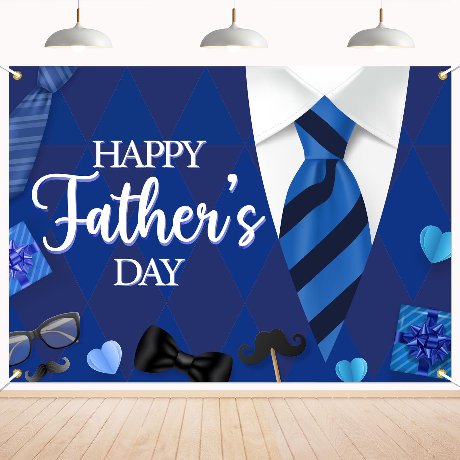 Father's Day Decorations - Happy Father's Day Backdrop - Best Dad Ever Banner, I Love Dad Thank You Daddy Family Festival Photography Decor Supplies