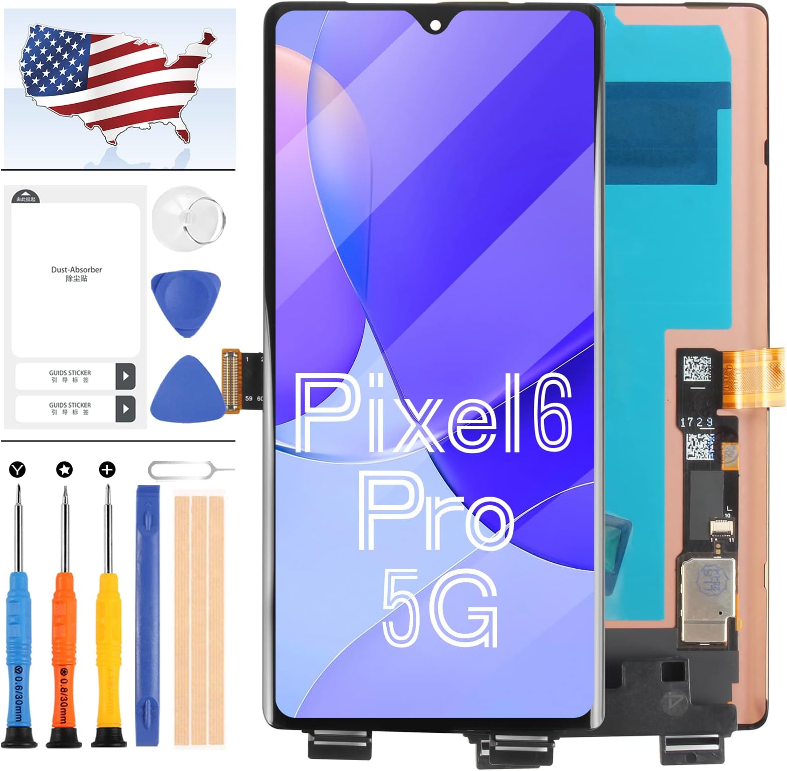 for Google Pixel 6 Pro 5G Screen Replacment for Google Pixel 6 Pro 5G LCD Display for Pixel 6 Pro 5G GLUOG G8VOU Digitizer Touch Screen Full Assembly Repair Kit (Black)