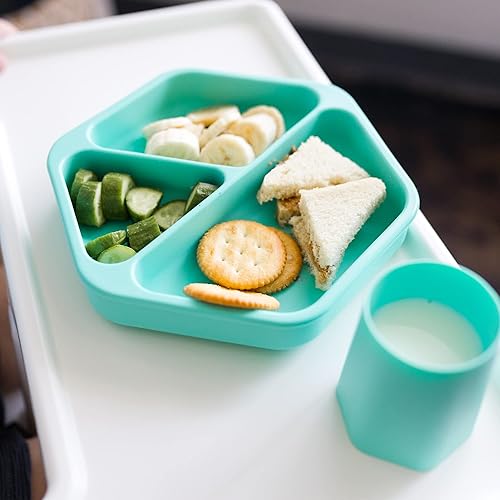 Miniatura 2 de Tiny Twinkle Plato de succión de silicona para bebé, plato dividido con agarre de succión para primeros alimentos y niños que se alimentan por sí
