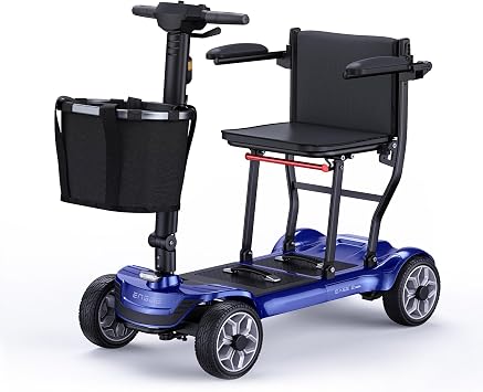 ENGWE 2026 New 4 Wheel Foldable Electric Mobility Scooter, 42Lbs Lightweight All-Terrain Travel Scooter, Airline Cruise Approved, Removable 380WH Lithium Battery, 15 Miles Range, 256lb Capacity