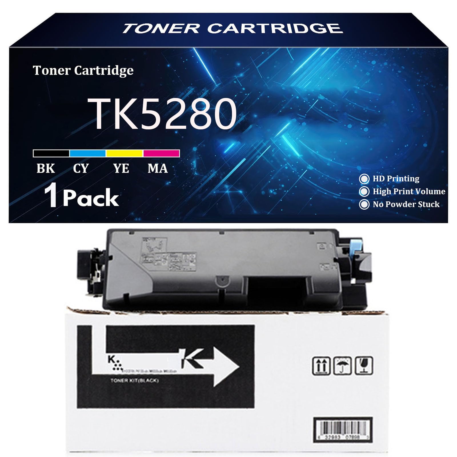 TK5280 Cartuccia Toner ad Alta Capacità per Kyocera TK5280 TK-5280K TK-5280C TK-5280Y TK-5280M Compatibile per Kyocera ECOSYS M6235cidn M6635cidn P6235cdn Stampanti,Black-1 Pack