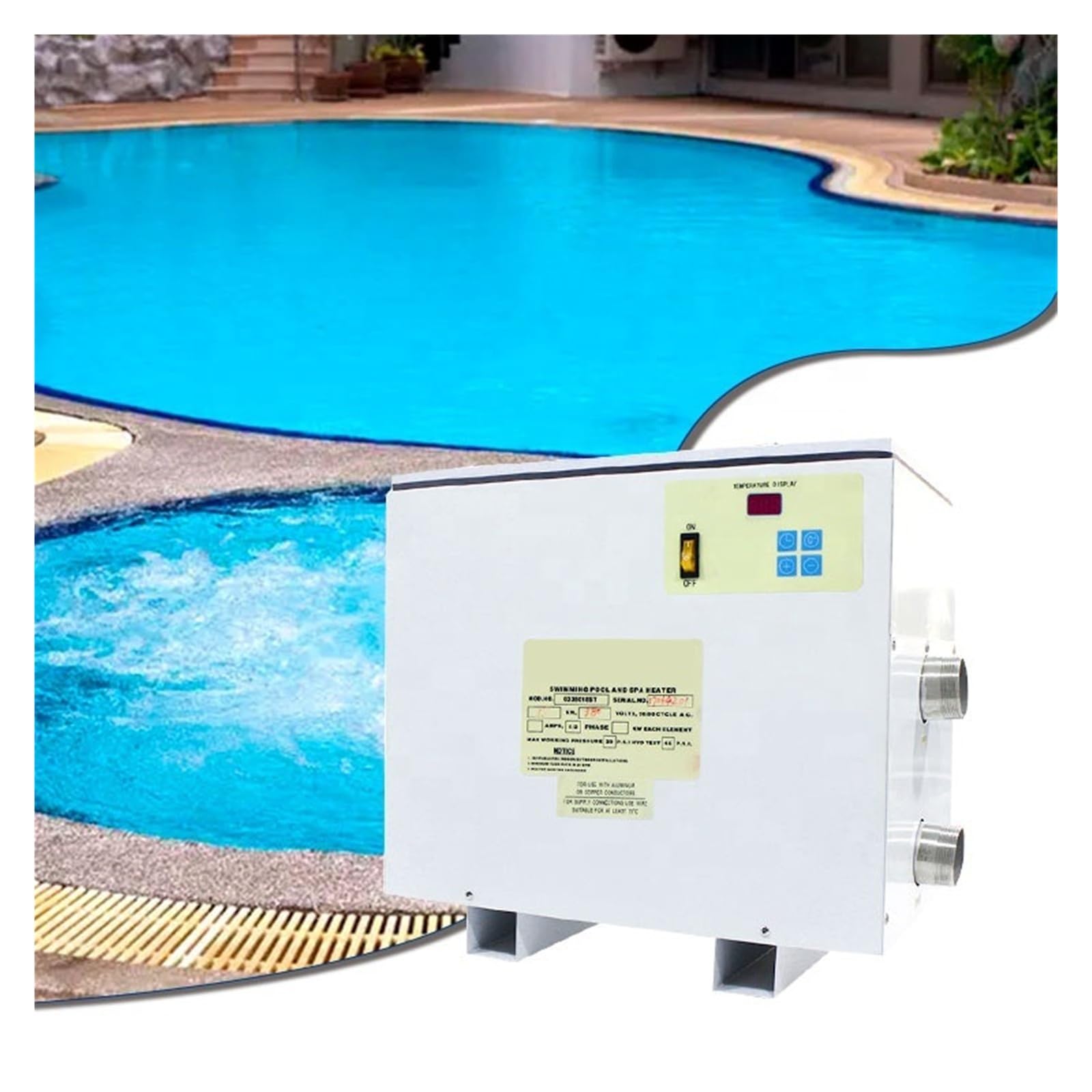 Calentador eléctrico de piscina, bomba de calor de alta eficiencia para piscina residencial y spa, calentamiento rápido de agua para una experiencia de natación eficiente y agradable