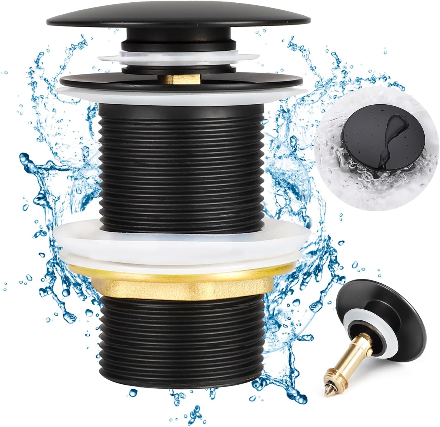 Scarico Per Lavello Universale In Ottone G1 1/4" Con Troppopieno - Nero