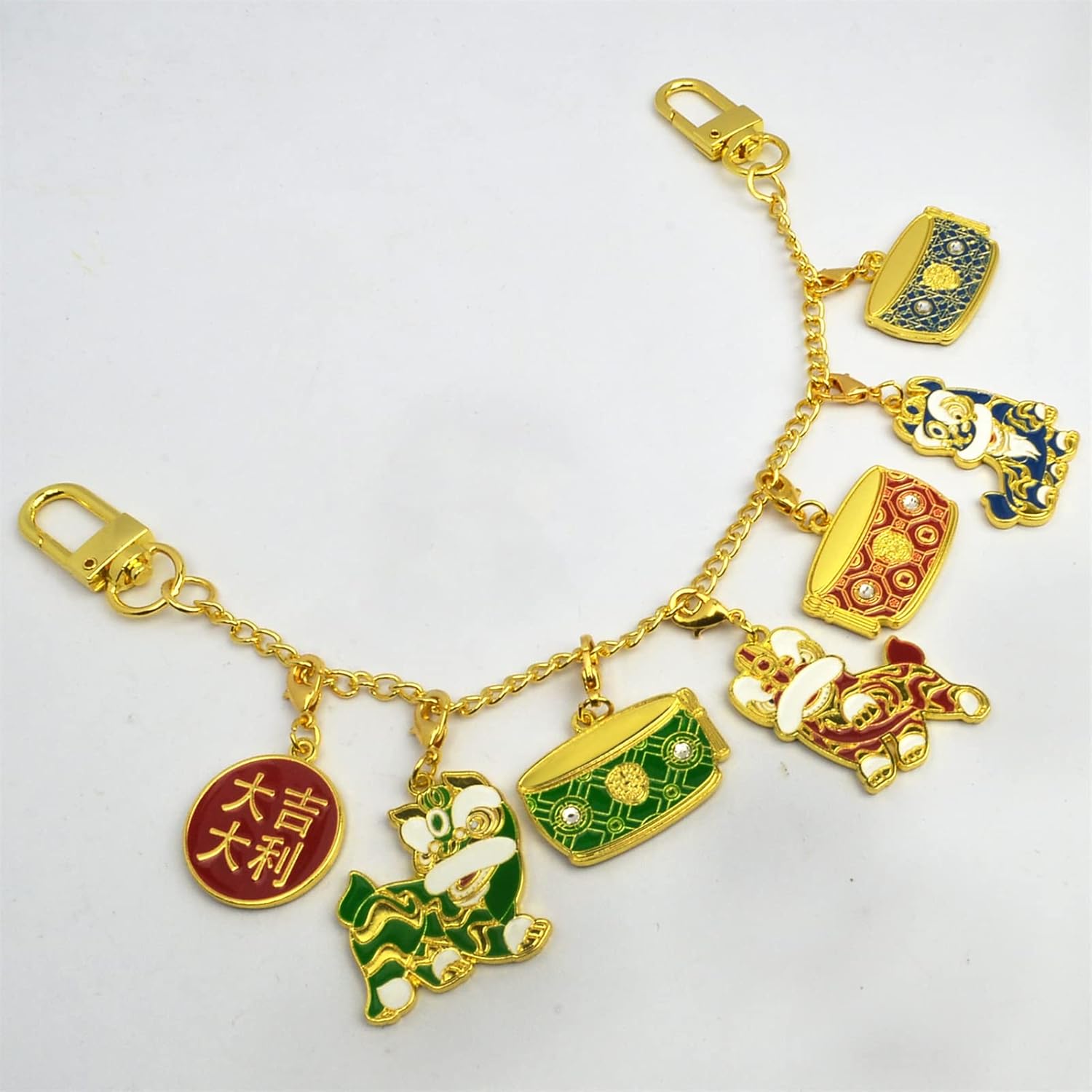 Feng Shui Trio of Lions Charms Hanging Auspiciousness and Strength Amulet