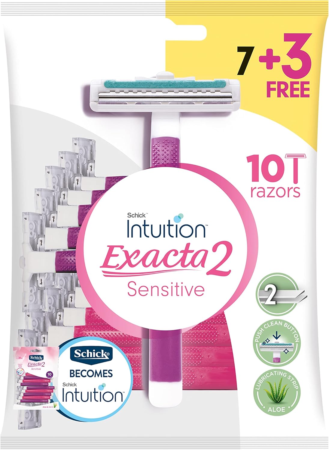Intuition Exacta2 Sensitive Disposable Razor for Women, 7+3 Pack ...