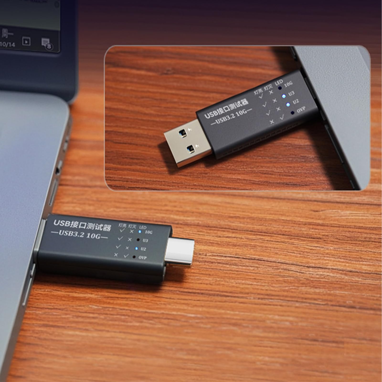 USB C a USB 3.2 interfacce tester rivelatori con display a LED per ricarica rapida e trasferimento dati fino a 10 Gbps di tipo C display a LED