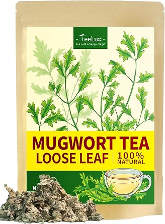TeeLux الشاي المجفف Mugwort ورقة فضفاضة 100 جرام، أوراق Mugwort نقية، الشاي العشبية خالية من الكافيين، الشاي فضفاض صحي