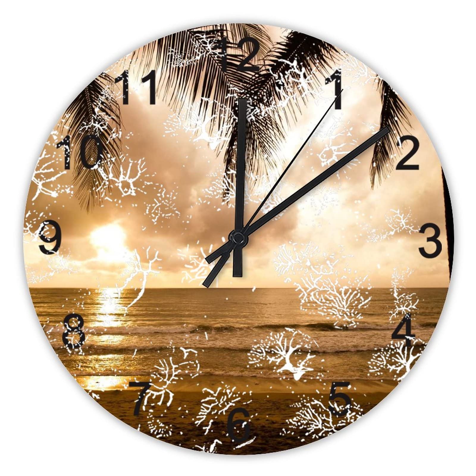 Horloge murale silencieuse palmier 40 cm pour salon et bureau