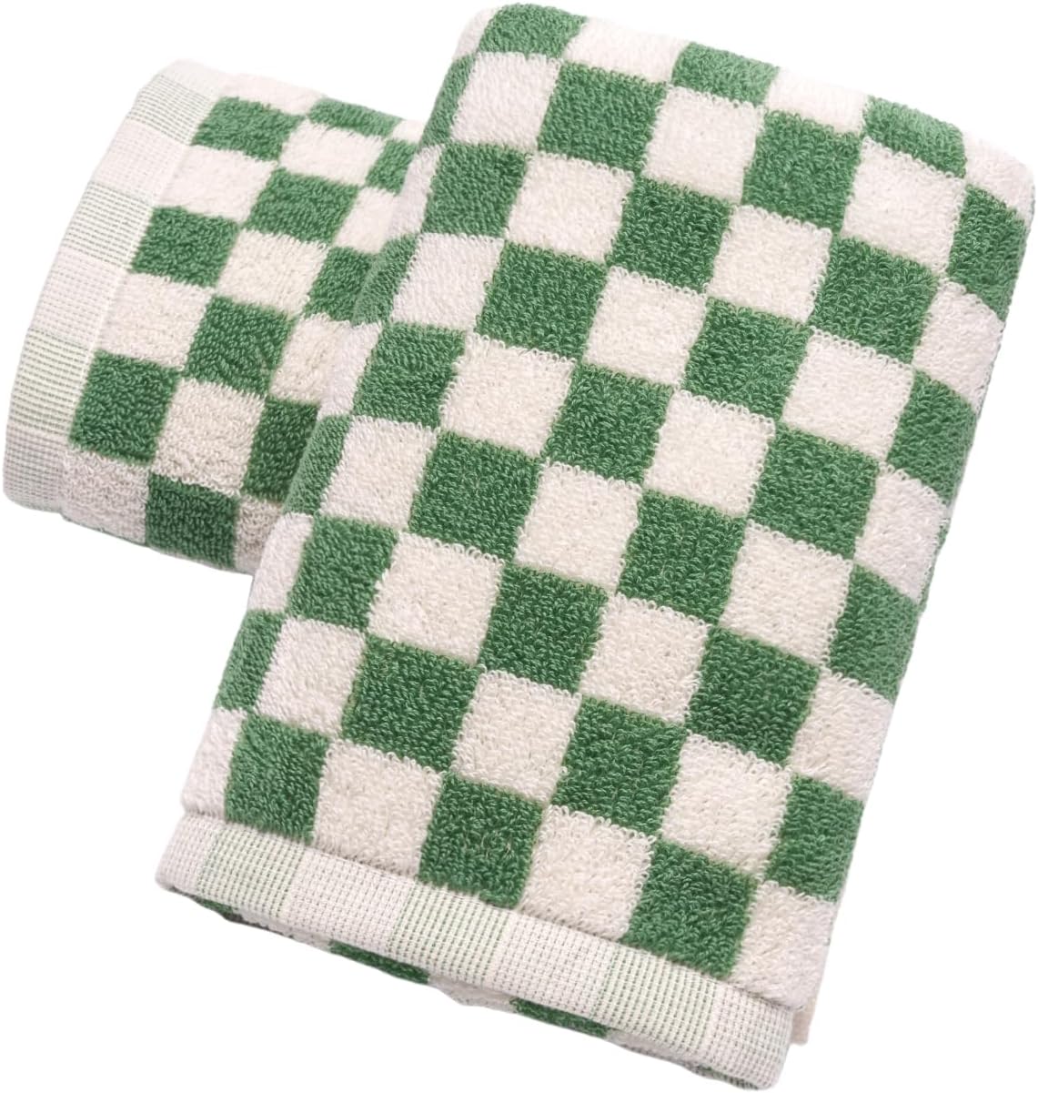 HEAVYWOOD Bathroom Hand Towel Set of 2 Checkered Cotton Face Towel 14X30 Absorbent Soft Face Kitchen Towel Decorative Set Bathroom Decor (Pink, 2Packs)