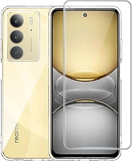 جراب شفاف لموبايل ريلمي C75 من كوهيني، مع شاشة من الزجاج المقسى، غطاء شفاف رفيع وناعم من البولي يوريثين الحراري، مضاد للخدش والصدمات