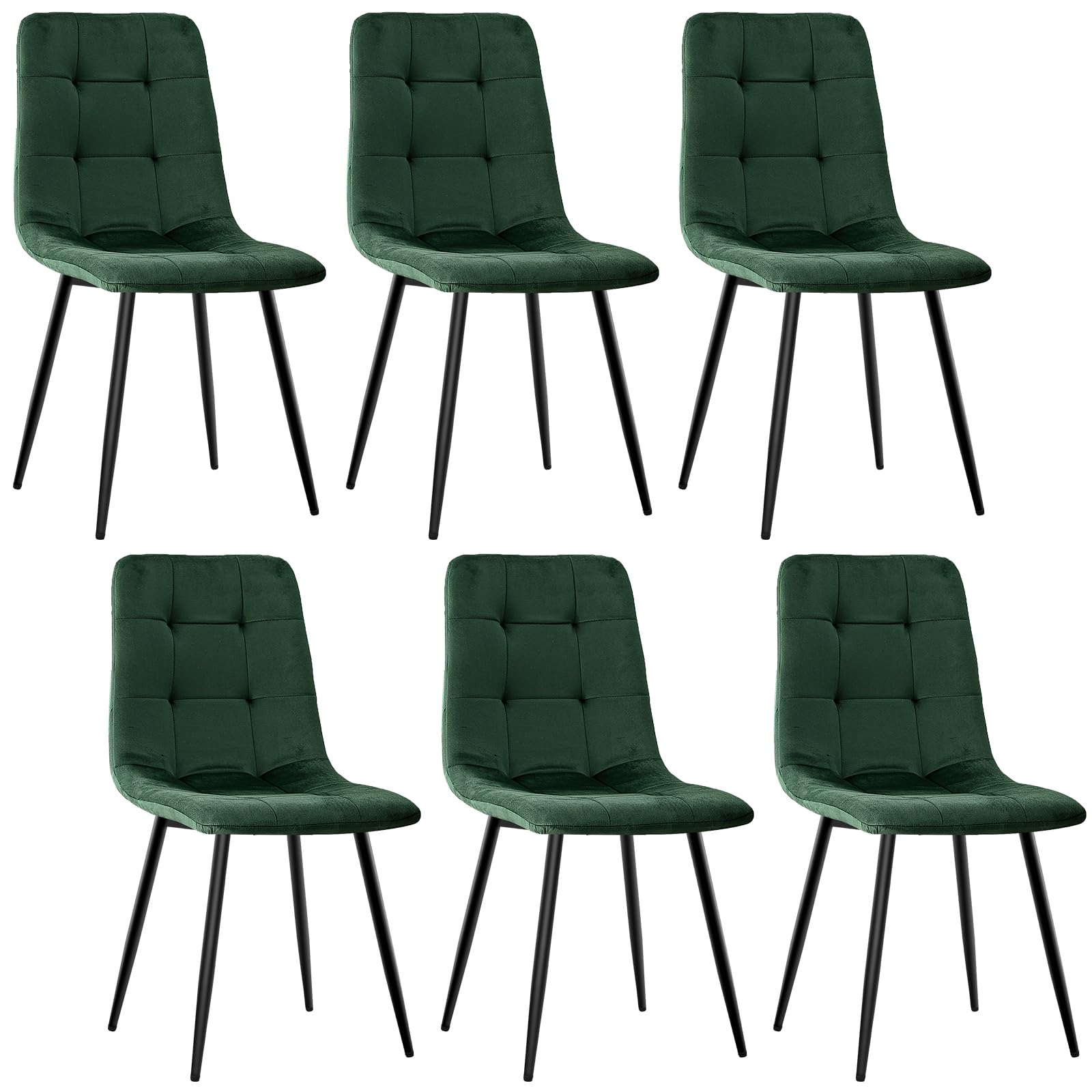 JIJIAN 4er Set Esszimmerstühle, Gepolsterte Küchenstühle mit Samtbezug und Schwarzen Metallbeinen, Schachbrettmuster, Stühle für Esszimmer Wohnzimmer Küche, Braun