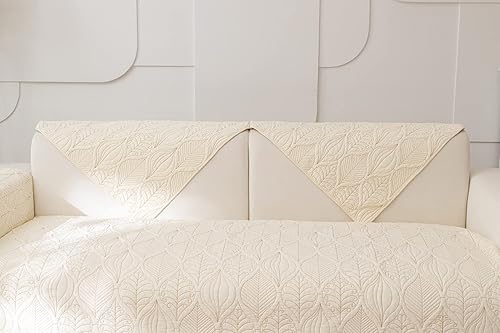 Miniatura 21 de Funda de Sofá Estilo Granja Color Sólido Neutro Funda de Sofá de Algodón Suave Acolchado Fundas para Sofá Seccional Antideslizante Lavable Forro de