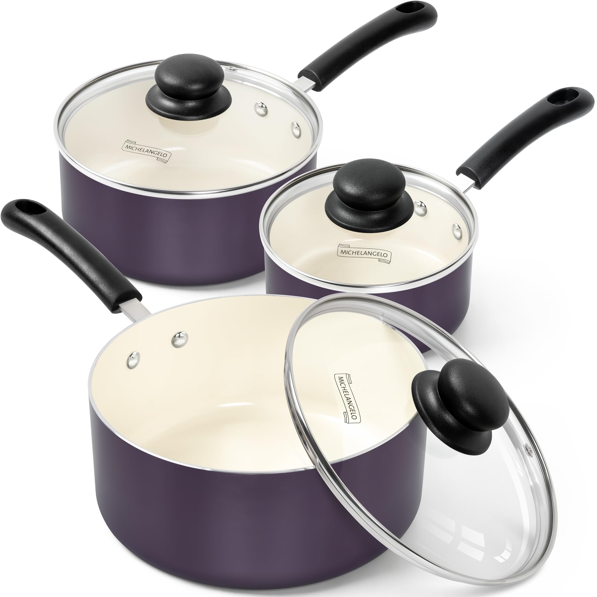 MICHELANGELO Ceramic Nonstick Saucepan Set -15 MICHELANGELO Ceramic Nonstick Saucepan Set -15