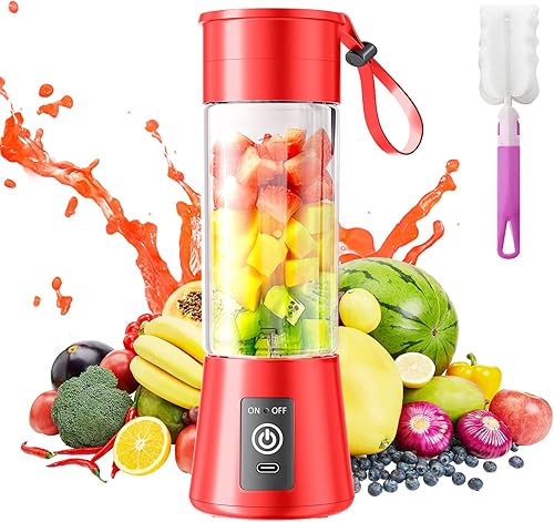 Licuadora personal para batidos y batidos  Nueva actualización 2025, licuadora portátil inalámbrica USB-C, recargable, taza de jugo de 12.8 fl oz