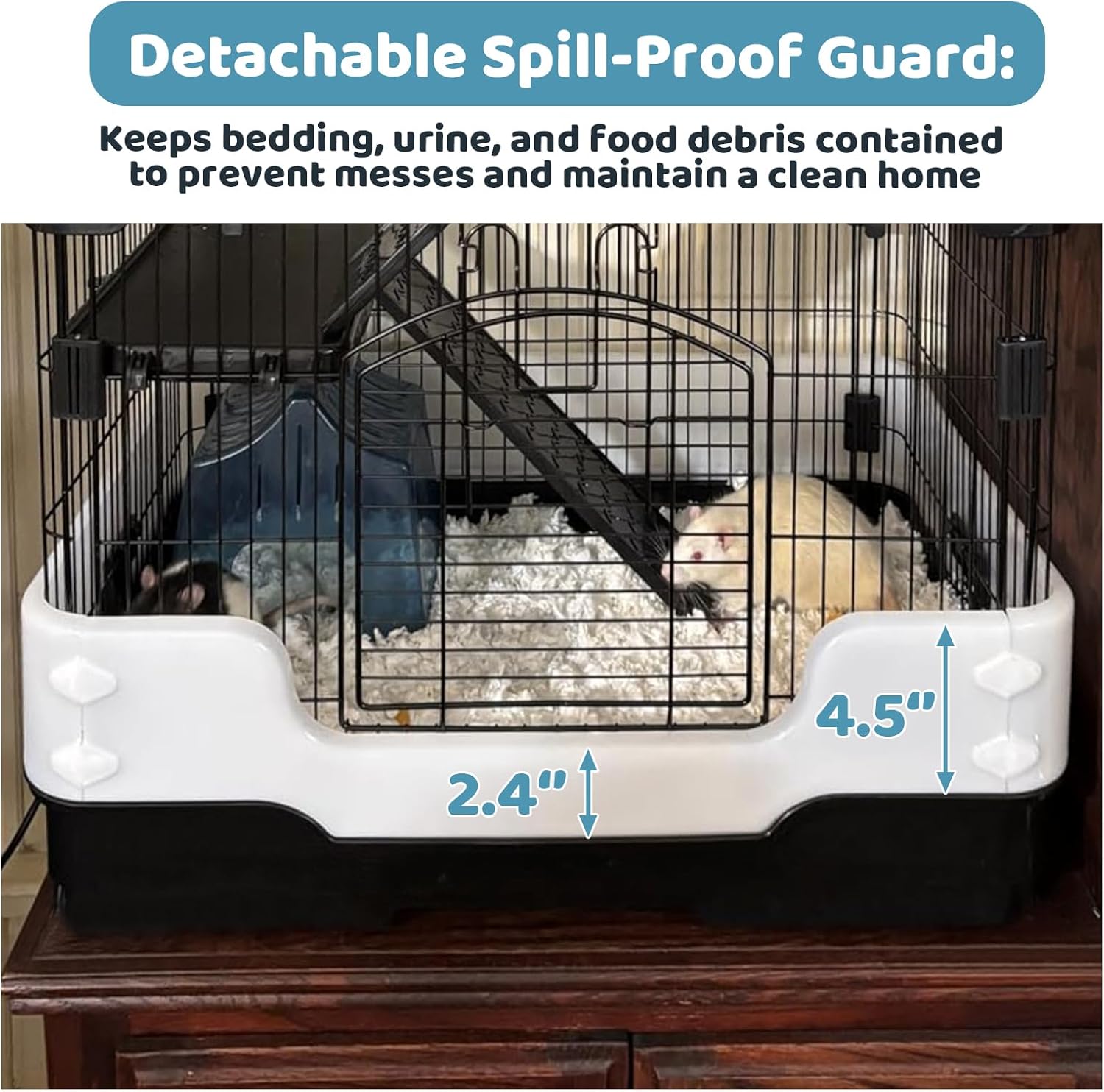 Homey Pet 2-Level Rat Cage, Small Animal Cage for Gerbil, Guinea Pig, Hamster, Chinchilla with Anti-Spray Urine Guard, Paw-Safe Mesh Floor, Removable Tray, 4 Lockable Wheels, Ramp & Platform, Black