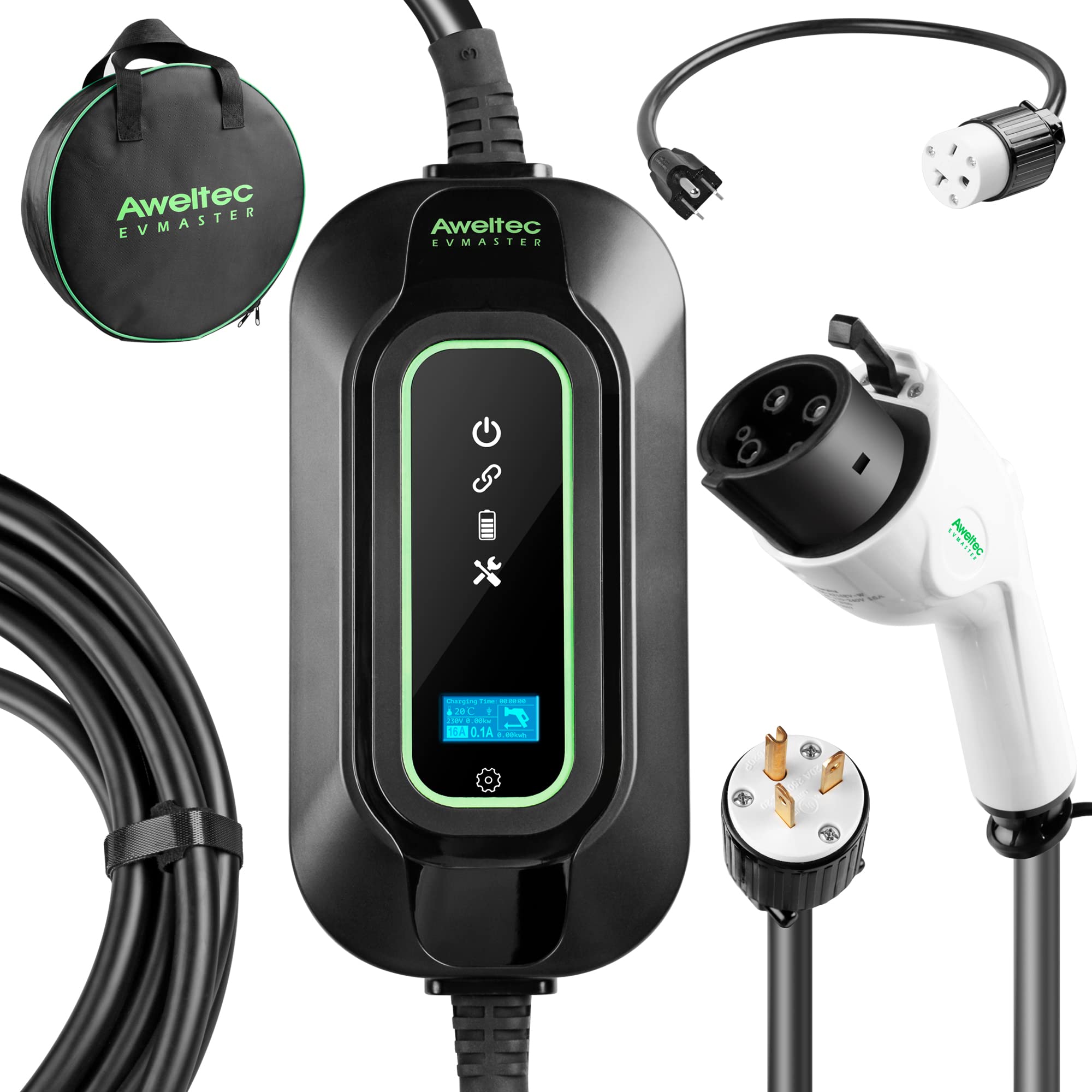 Photo 1 of AWELTEC EVMaster Level 1+2 EV Charger, 16 Amp 110-240V Total 28FT Cable