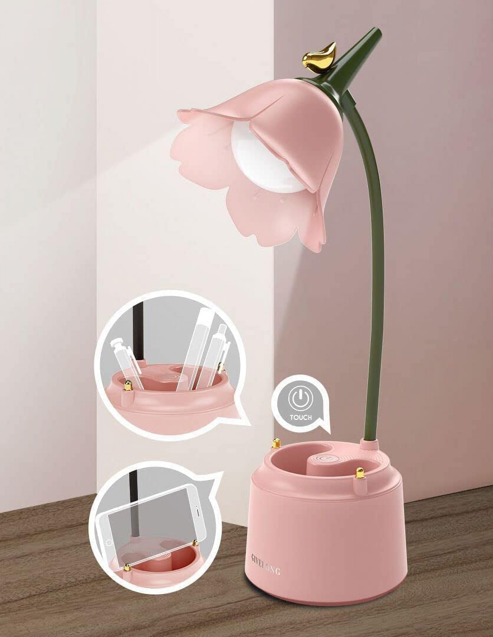 Cute Desk Lamp Rechargeable LED Night Table Lamp for Bedroom