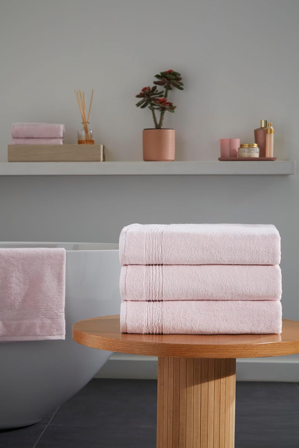 Ozdilek 4-Piece Bath Towels, 27x54, 100% Turkish Cotton, Luxury Quick Dry, Extra Large, Fade-Resistant, Eco-Friendly, Spa Towel, Comfortable (Mauve Pink)
