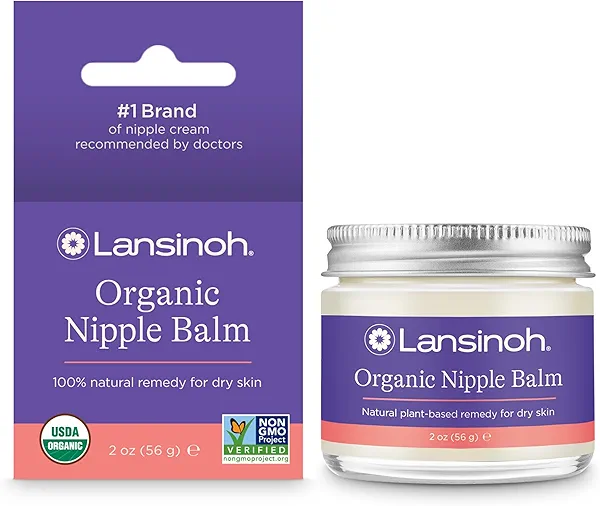 Lansinoh Organic Nipple Butter, Nipple Cream Safe for Breastfeeding Baby, Postpartum Essentials for Mom, 2 Ounces