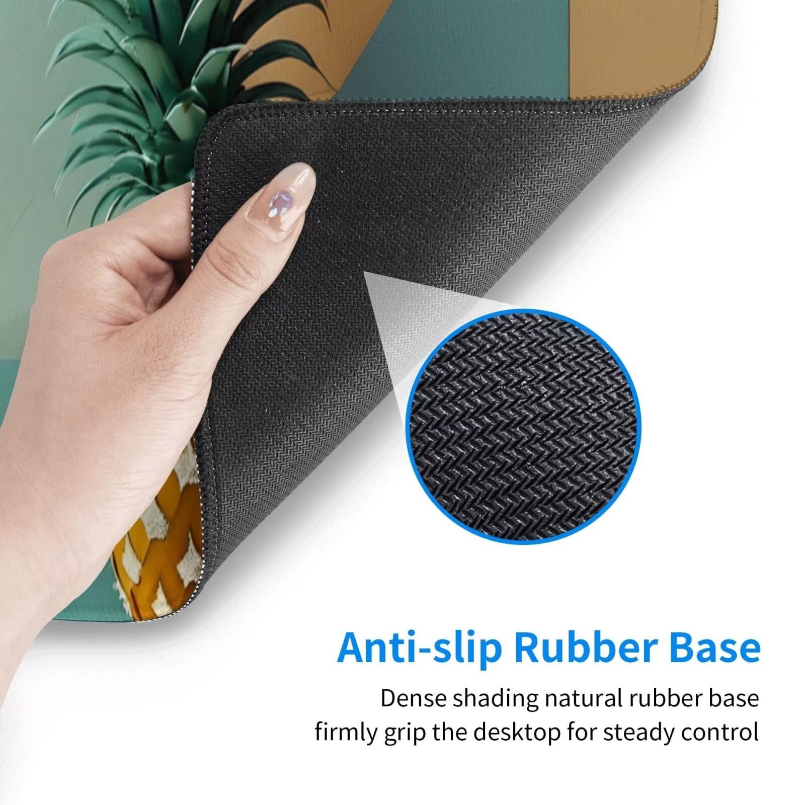 Tappetino Mouse, Tappetino Mouse Gaming Grande XXL 1500x800x3mm Tappetino Scrivania Mouse Pad, Base in Gomma Antiscivolo, Bordi Cuciti,Lavabile, Mousepad per Ufficio e Gaming (ananas) R-50