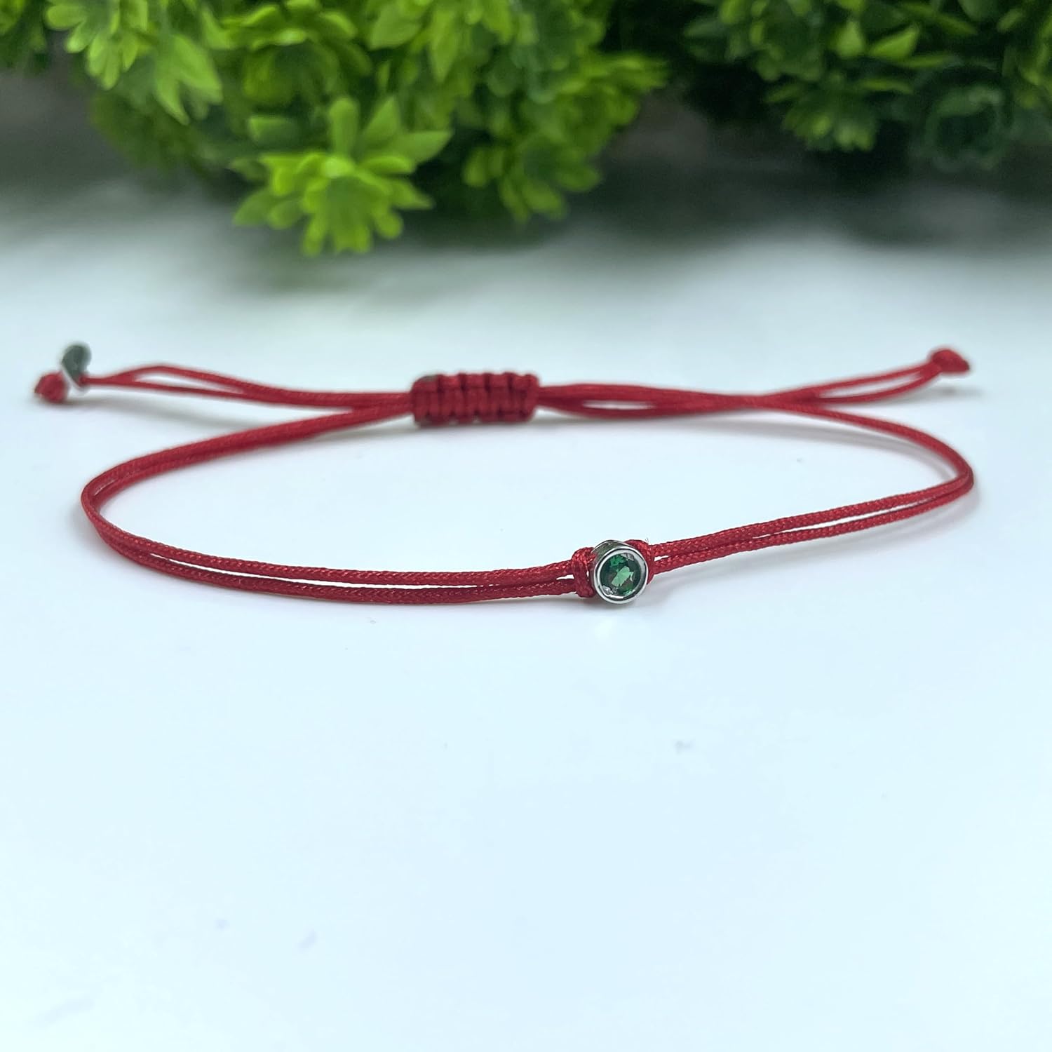 3.00 MM Round Green Emerald String Bracelet For Women in 14K Gold Finish Ladies Emerald Cord Friedship Bracelet