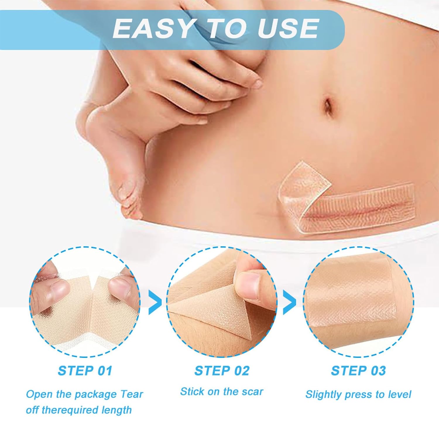 Silicone Scar Sheets - Silicone Scar Removal Sheets | Silicone Scar Tape | Reusable Body Scar Sheet | Invisible Silicone Gel Sheets for Scars Healing Keloids, Surgeries Scars, C-Sections, and Burns