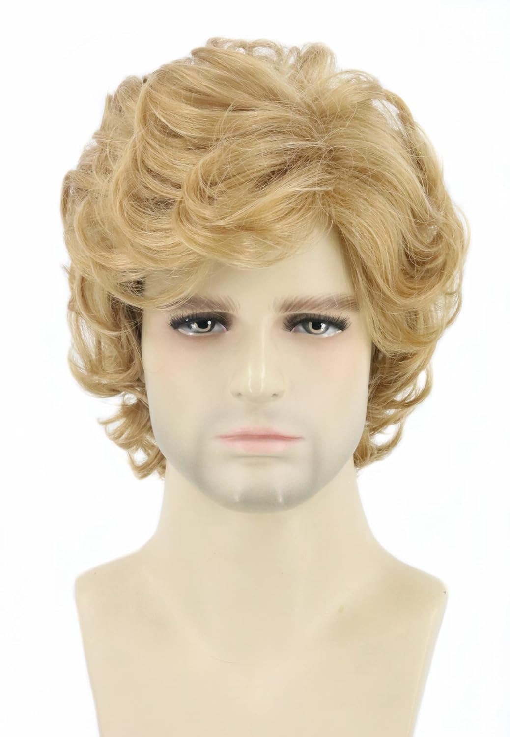 Topcosplay Men Wigs Blonde Short Curly Wavy Layered Cosplay